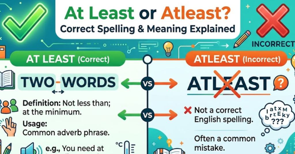 At Least or Atleast? Correct Spelling & Meaning Explained