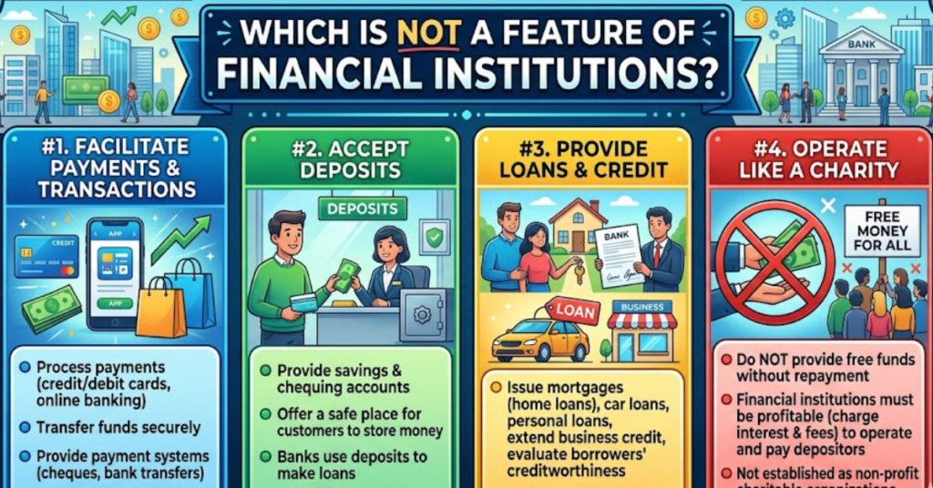 Which Is Not a Feature of Financial Institutions?